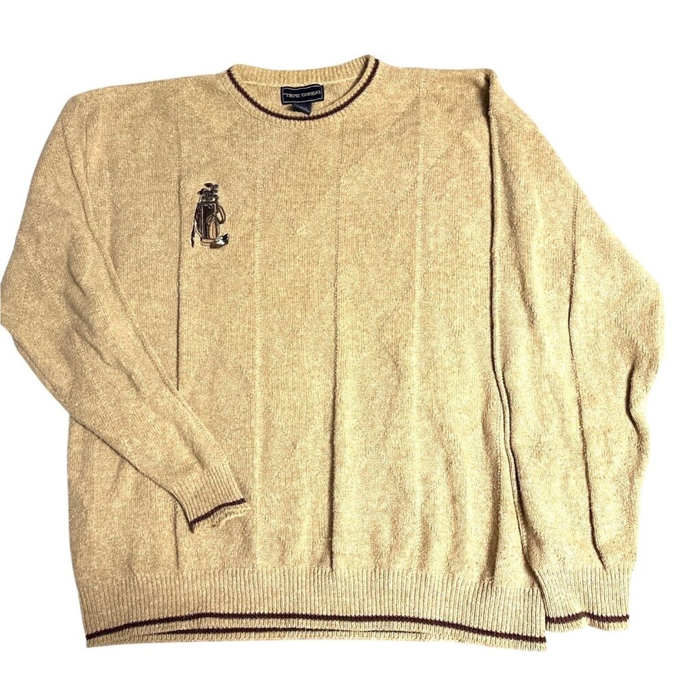 Fairway Sport Golf Embroidered Knit Sweater Xl Made In Usa
